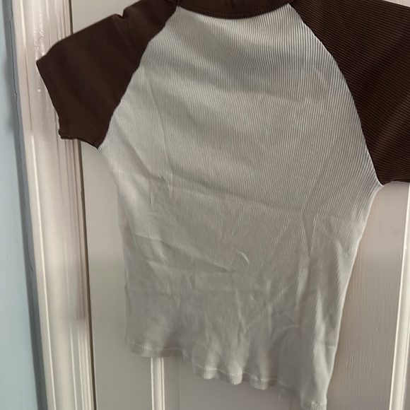 Brandy Melville J. Galt creme and brown shirt - Picture 4 of 4